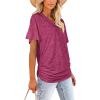 image:imageWIHOLL Womens Summer TShirts Short Sleeve V Neck Dolman Tops with Side Shirring Loose Fit Shirts Spring Fashion04fuchsia
