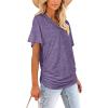 image:imageWIHOLL Womens Summer TShirts Short Sleeve V Neck Dolman Tops with Side Shirring Loose Fit Shirts Spring Fashion04light Purple