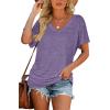 image:imageWIHOLL Womens Summer TShirts Short Sleeve V Neck Dolman Tops with Side Shirring Loose Fit Shirts Spring Fashion04light Purple