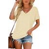 image:imageWIHOLL Womens Summer TShirts Short Sleeve V Neck Dolman Tops with Side Shirring Loose Fit Shirts Spring Fashion05beige