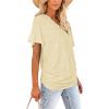 image:imageWIHOLL Womens Summer TShirts Short Sleeve V Neck Dolman Tops with Side Shirring Loose Fit Shirts Spring Fashion05beige