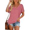 image:imageWIHOLL Womens Summer TShirts Short Sleeve V Neck Dolman Tops with Side Shirring Loose Fit Shirts Spring Fashion05brick Red