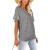 image:imageWIHOLL Womens Summer TShirts Short Sleeve V Neck Dolman Tops with Side Shirring Loose Fit Shirts Spring Fashion05grey