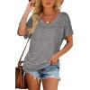 image:imageWIHOLL Womens Summer TShirts Short Sleeve V Neck Dolman Tops with Side Shirring Loose Fit Shirts Spring Fashion05grey