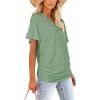 image:imageWIHOLL Womens Summer TShirts Short Sleeve V Neck Dolman Tops with Side Shirring Loose Fit Shirts Spring Fashion05light Green