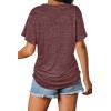 image:imageWIHOLL Womens Summer TShirts Short Sleeve V Neck Dolman Tops with Side Shirring Loose Fit Shirts Spring Fashion05red