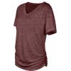 image:imageWIHOLL Womens Summer TShirts Short Sleeve V Neck Dolman Tops with Side Shirring Loose Fit Shirts Spring Fashion05red