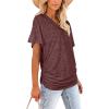 image:imageWIHOLL Womens Summer TShirts Short Sleeve V Neck Dolman Tops with Side Shirring Loose Fit Shirts Spring Fashion05red