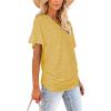 image:imageWIHOLL Womens Summer TShirts Short Sleeve V Neck Dolman Tops with Side Shirring Loose Fit Shirts Spring Fashion05yellow