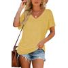 image:imageWIHOLL Womens Summer TShirts Short Sleeve V Neck Dolman Tops with Side Shirring Loose Fit Shirts Spring Fashion05yellow