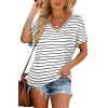 image:imageWIHOLL Womens Summer TShirts Short Sleeve V Neck Dolman Tops with Side Shirring Loose Fit Shirts Spring Fashion06black Stripes
