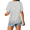 image:imageWIHOLL Womens Summer TShirts Short Sleeve V Neck Dolman Tops with Side Shirring Loose Fit Shirts Spring Fashion06black Stripes