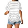 image:imageWIHOLL Womens Summer TShirts Short Sleeve V Neck Dolman Tops with Side Shirring Loose Fit Shirts Spring Fashion06grey Stripes