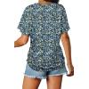 image:imageWIHOLL Womens Summer TShirts Short Sleeve V Neck Dolman Tops with Side Shirring Loose Fit Shirts Spring Fashion3floral Blue