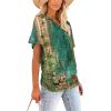 image:imageWIHOLL Womens Summer TShirts Short Sleeve V Neck Dolman Tops with Side Shirring Loose Fit Shirts Spring Fashion3floral Green