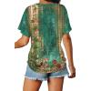 image:imageWIHOLL Womens Summer TShirts Short Sleeve V Neck Dolman Tops with Side Shirring Loose Fit Shirts Spring Fashion3floral Green