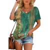 image:imageWIHOLL Womens Summer TShirts Short Sleeve V Neck Dolman Tops with Side Shirring Loose Fit Shirts Spring Fashion3floral Green