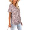 image:imageWIHOLL Womens Summer TShirts Short Sleeve V Neck Dolman Tops with Side Shirring Loose Fit Shirts Spring Fashion3floral Pink