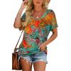 image:imageWIHOLL Womens Summer TShirts Short Sleeve V Neck Dolman Tops with Side Shirring Loose Fit Shirts Spring Fashion3hawaii Orange Blue