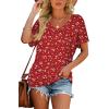 image:imageWIHOLL Womens Summer TShirts Short Sleeve V Neck Dolman Tops with Side Shirring Loose Fit Shirts Spring Fashion3spotted Red