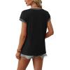 image:imageWIHOLL Womens Summer Tops 2026 Cap Short Sleeve Shirs V Neck T Shirts Fashion Beach Vacation Clothes Color BlockBlack