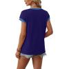 image:imageWIHOLL Womens Summer Tops 2026 Cap Short Sleeve Shirs V Neck T Shirts Fashion Beach Vacation Clothes Color BlockNavy