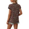 image:imageWIHOLL Womens Summer Tops 2026 Cap Short Sleeve Shirs V Neck T Shirts Fashion Beach Vacation Clothes Color BlockPrint Black Floral