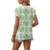 image:imageWIHOLL Womens Summer Tops 2026 Cap Short Sleeve Shirs V Neck T Shirts Fashion Beach Vacation Clothes Color BlockPrint Green