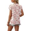 image:imageWIHOLL Womens Summer Tops 2026 Cap Short Sleeve Shirs V Neck T Shirts Fashion Beach Vacation Clothes Color BlockPrint Pink