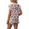 image:imageWIHOLL Womens Summer Tops 2026 Cap Short Sleeve Shirs V Neck T Shirts Fashion Beach Vacation Clothes Color BlockPrint White