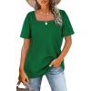 image:imageWIHOLL Womens Summer Tops Casual Square Neck Puff Short Sleeve T Shirts0green