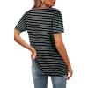 image:imageWIHOLL Womens Summer Tops Casual Square Neck Puff Short Sleeve T Shirts1black Stripes