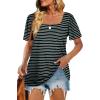 image:imageWIHOLL Womens Summer Tops Casual Square Neck Puff Short Sleeve T Shirts1black Stripes