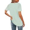image:imageWIHOLL Womens Summer Tops Casual Square Neck Puff Short Sleeve T Shirts3aqua Stripes