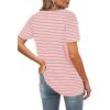 image:imageWIHOLL Womens Summer Tops Casual Square Neck Puff Short Sleeve T Shirts3pink Stripes
