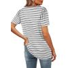 image:imageWIHOLL Womens Summer Tops Casual Square Neck Puff Short Sleeve T Shirts3white Stripes