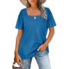 image:imageWIHOLL Womens Summer Tops Casual Square Neck Puff Short Sleeve T Shirts5blue