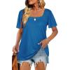 image:imageWIHOLL Womens Summer Tops Casual Square Neck Puff Short Sleeve T Shirts5blue