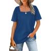 image:imageWIHOLL Womens Summer Tops Casual Square Neck Puff Short Sleeve T Shirts5denim Blue