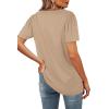 image:imageWIHOLL Womens Summer Tops Casual Square Neck Puff Short Sleeve T Shirts5khaki
