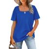 image:imageWIHOLL Womens Summer Tops Casual Square Neck Puff Short Sleeve T Shirts5klein Blue
