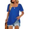 image:imageWIHOLL Womens Summer Tops Casual Square Neck Puff Short Sleeve T Shirts5klein Blue
