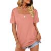 image:imageWIHOLL Womens Summer Tops Casual Square Neck Puff Short Sleeve T Shirts5pink