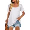 image:imageWIHOLL Womens Summer Tops Casual Square Neck Puff Short Sleeve T Shirts5white