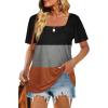 image:imageWIHOLL Womens Summer Tops Casual Square Neck Puff Short Sleeve T Shirts9ablack Grey Caramel