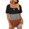 image:imageWIHOLL Womens Summer Tops Casual Square Neck Puff Short Sleeve T Shirts9ablack Grey Caramel