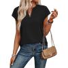 image:imageWIHOLL Womens Summer Tops V Neck T Shirts Cap Sleeve Business Casual Outfits Loose Fit Beach Vacation Clothes Basic Tees0black