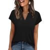 image:imageWIHOLL Womens Summer Tops V Neck T Shirts Cap Sleeve Business Casual Outfits Loose Fit Beach Vacation Clothes Basic Tees0black