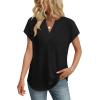 image:imageWIHOLL Womens Summer Tops V Neck T Shirts Cap Sleeve Business Casual Outfits Loose Fit Beach Vacation Clothes Basic Tees0black