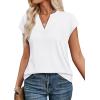 image:imageWIHOLL Womens Summer Tops V Neck T Shirts Cap Sleeve Business Casual Outfits Loose Fit Beach Vacation Clothes Basic Tees0white